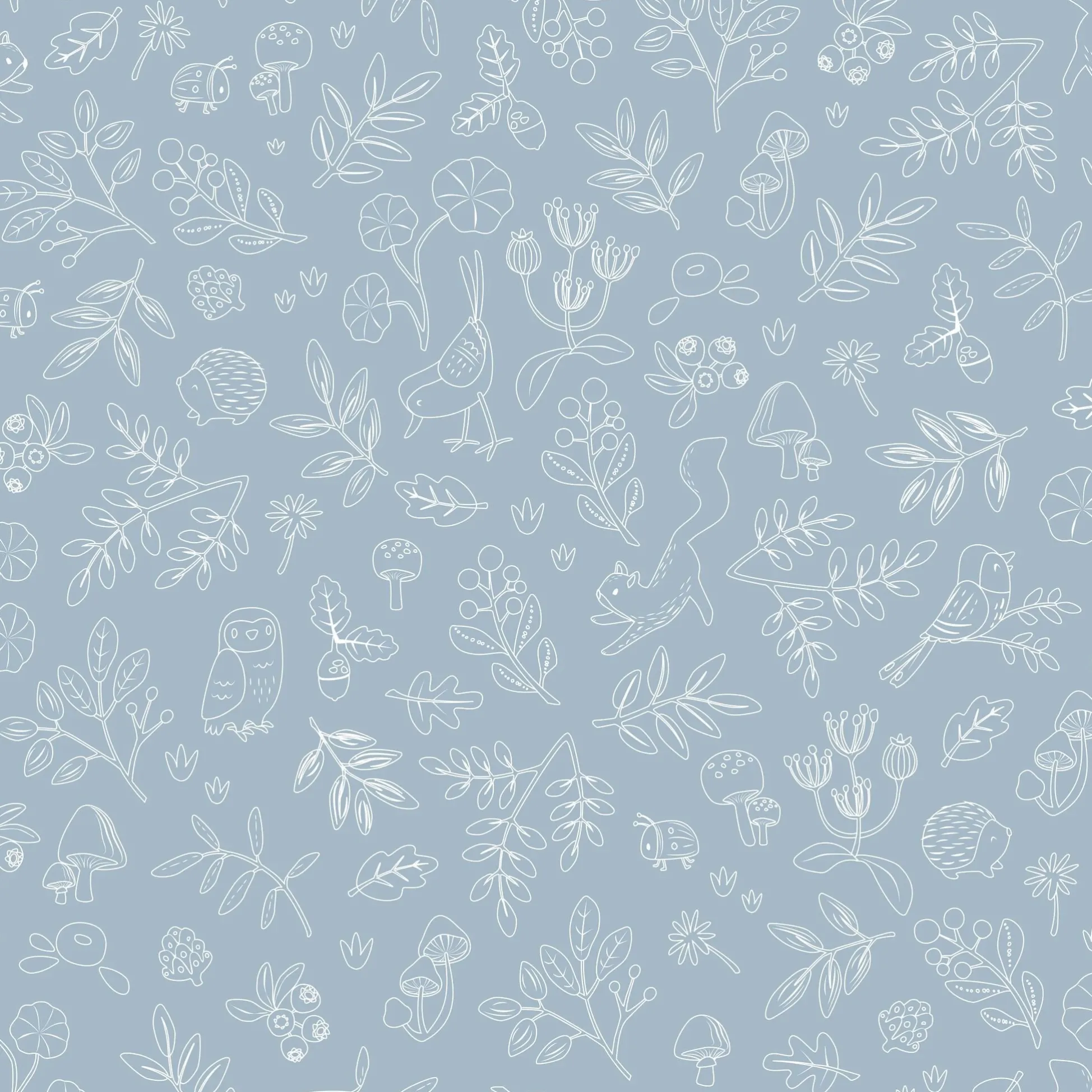 Behangstaal vliesbehang – Blauw – Forest Friends – Forest Wonder