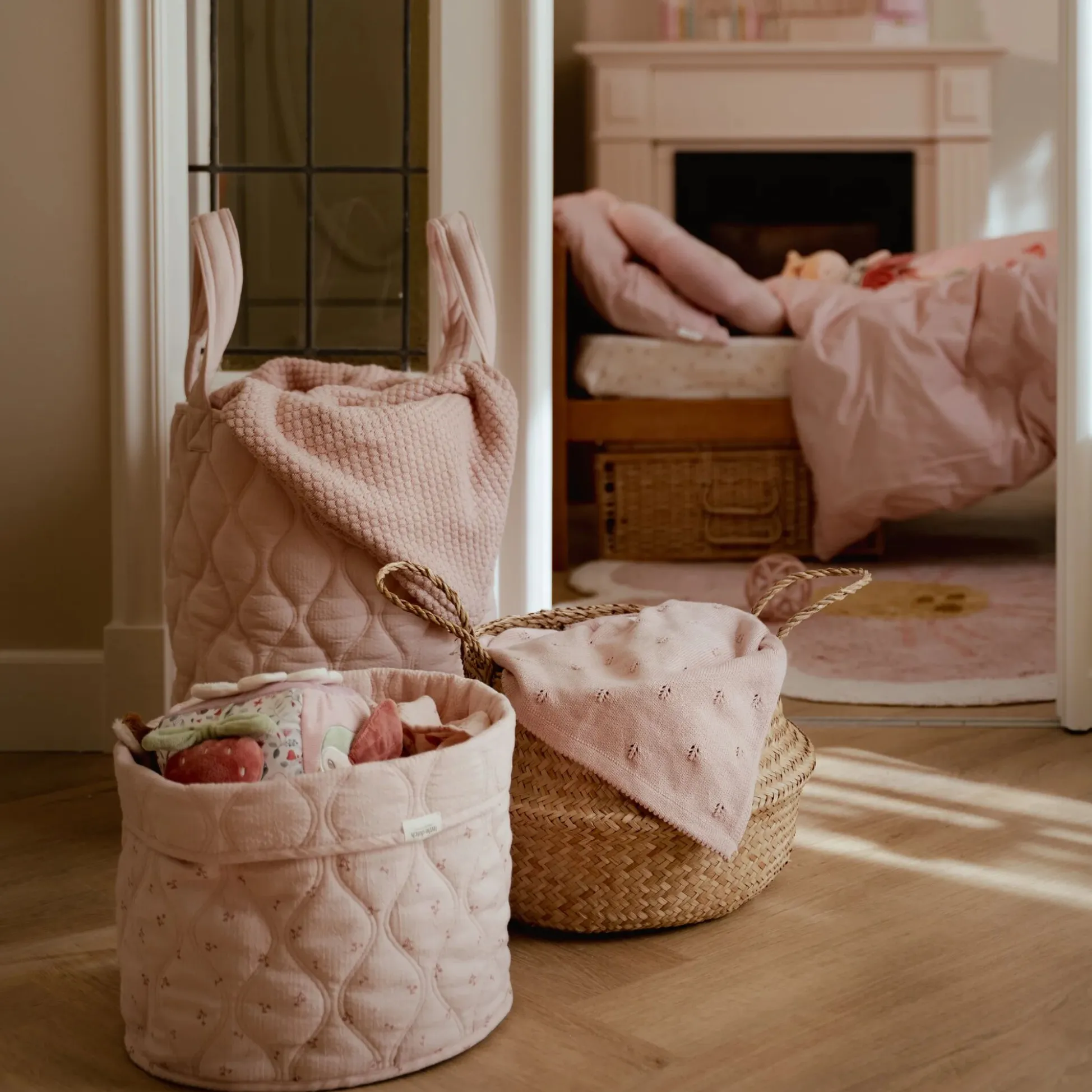 Gebreid ledikantdeken - Fleece - Roze - Essentials