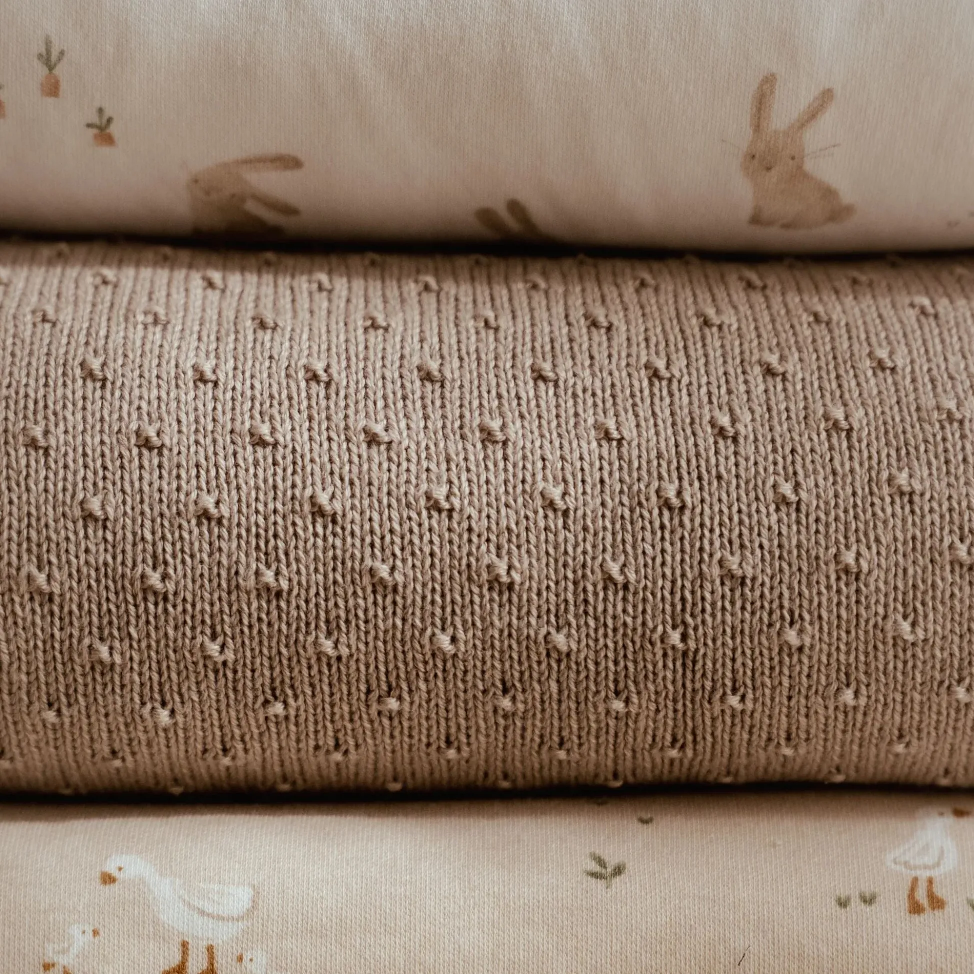 Gebreid ledikantdeken - Fleece - Beige - Essentials