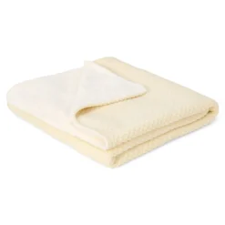 Gebreid ledikantdeken - Fleece – Wit – Essentials