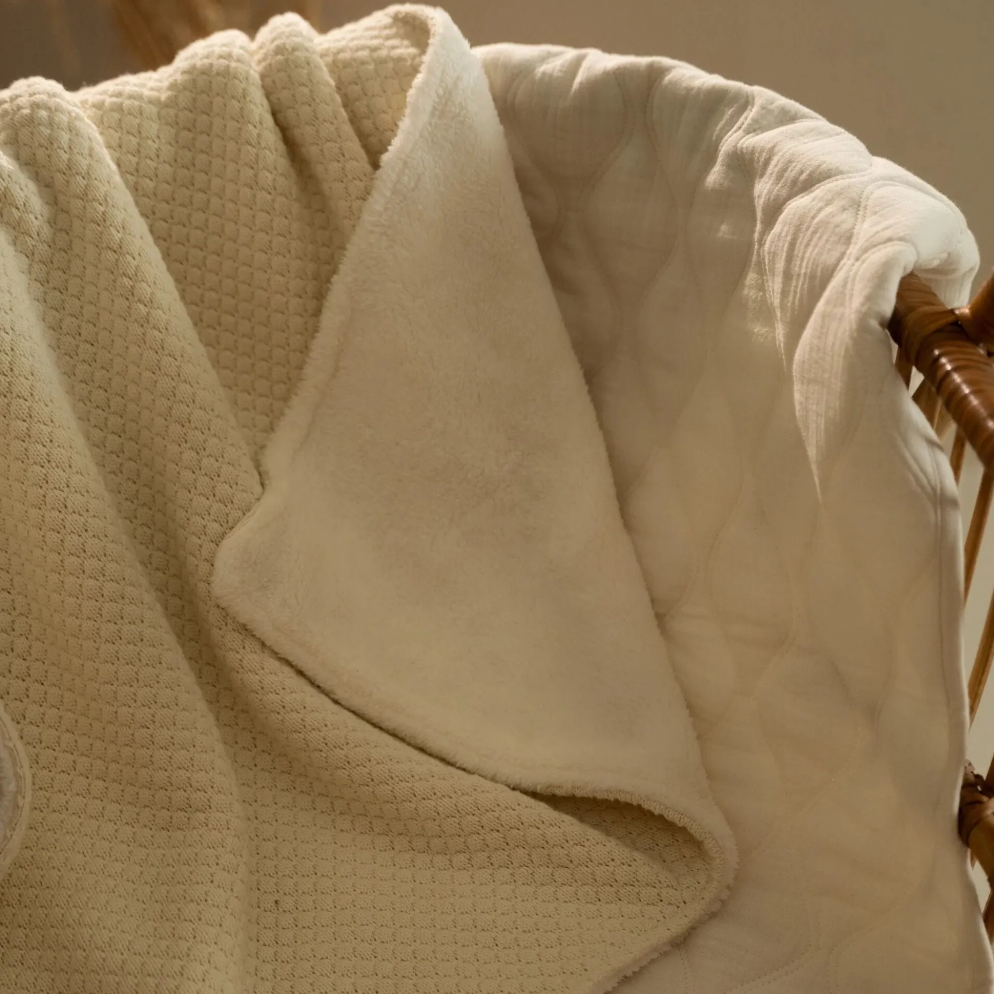 Gebreid wiegdeken - Fleece – Wit – Essentials