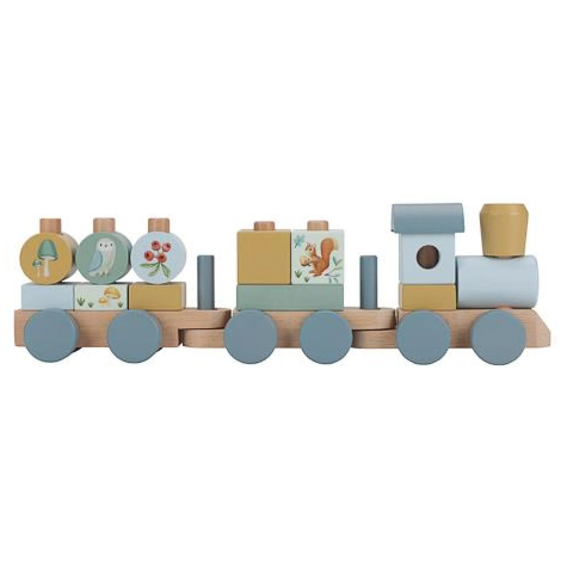 Houten Blokkentrein - Blauw - Forest Friends