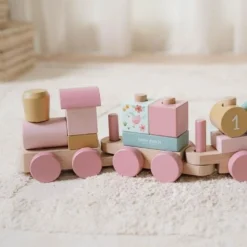 Houten Blokkentrein - Roze - Fairy Garden