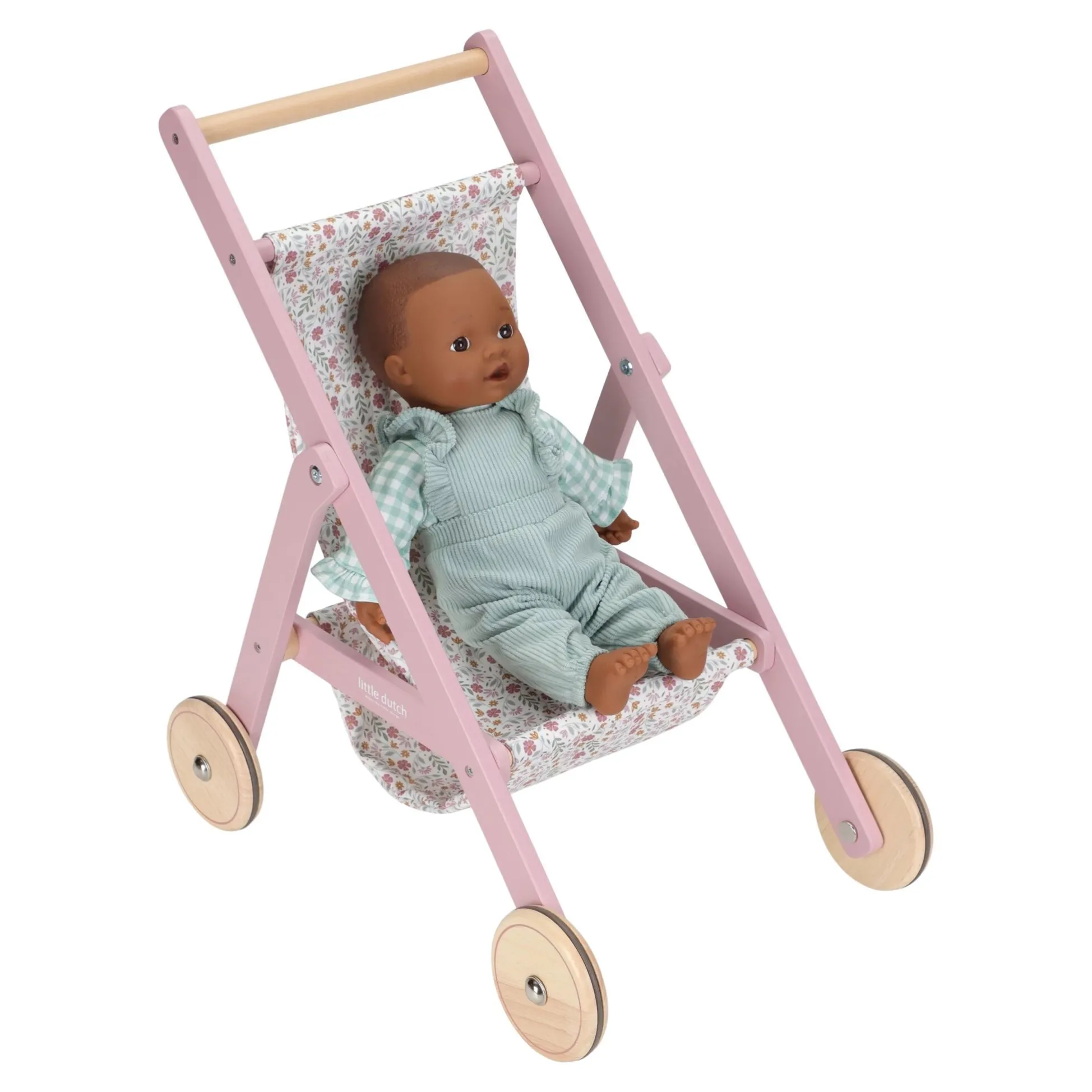 Houten poppenbuggy - Roze - Essentials