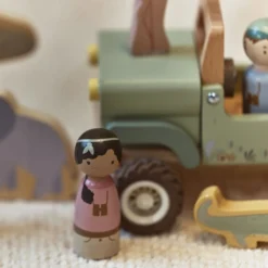 Houten safari auto met dieren - Groen
