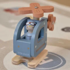 Houten speelgoed helikopter - Blauw