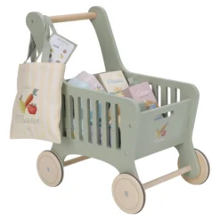 Houten winkelwagen - Groen