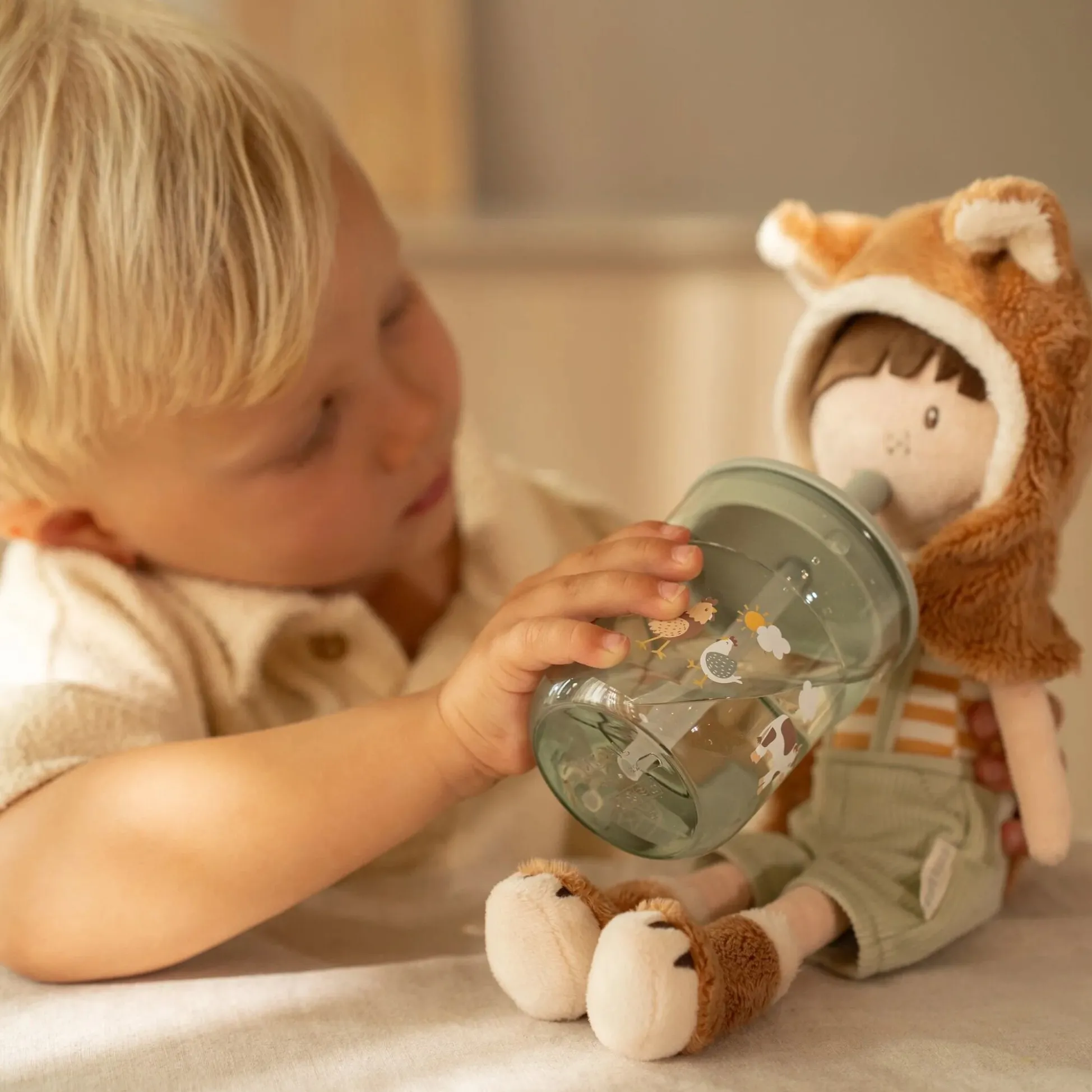 Kinderglas 250 ml Met Rietje Little Farm