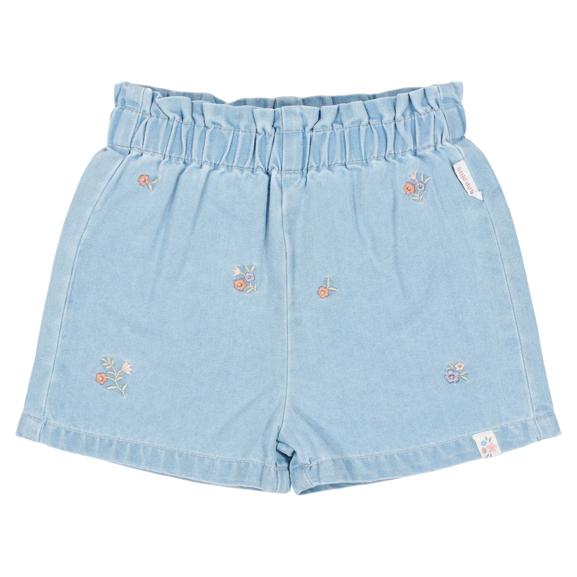 Korte broek geborduurd - Blauw