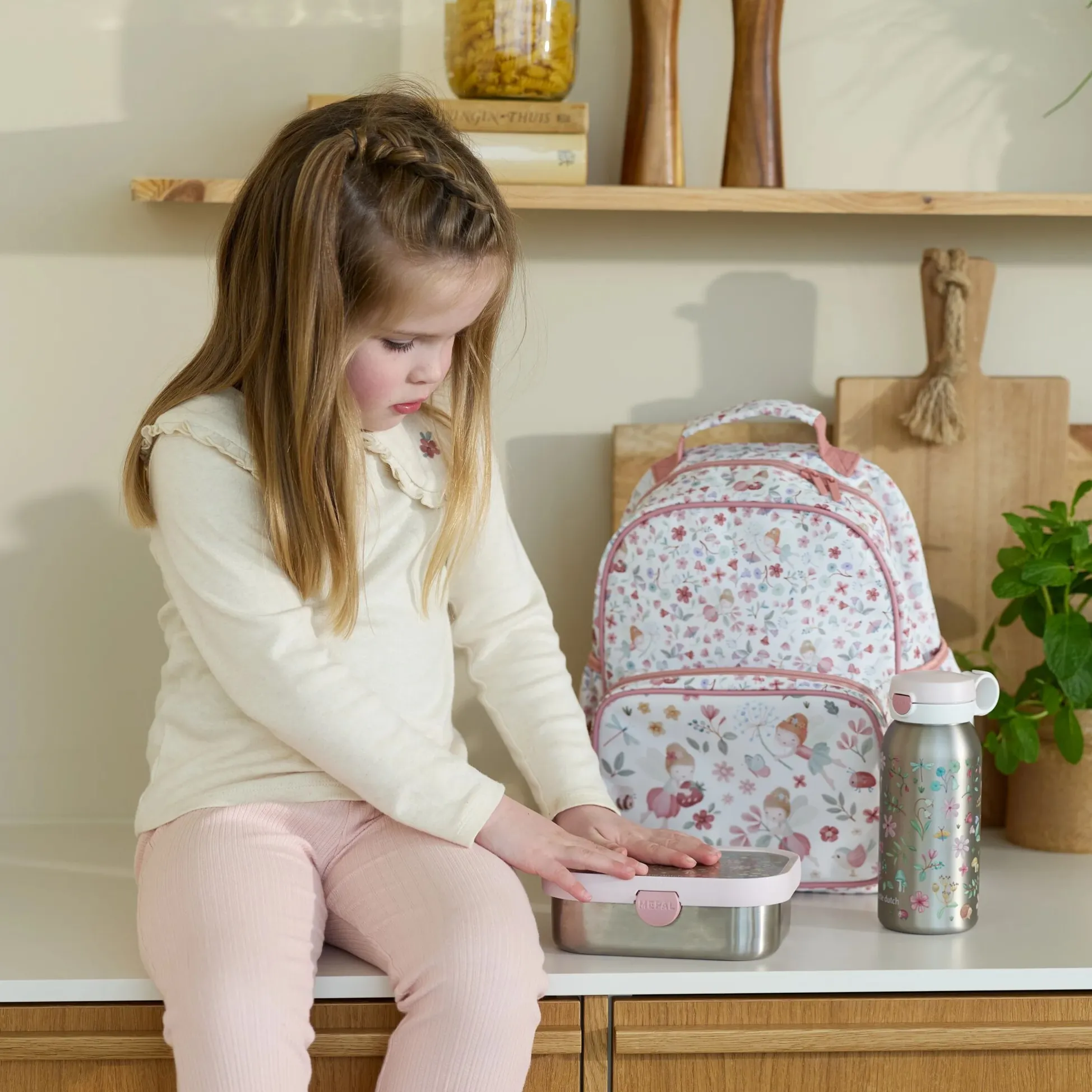 Mepal RVS broodtrommel met vakjes - Roze