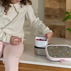 Mepal RVS broodtrommel met vakjes - Roze