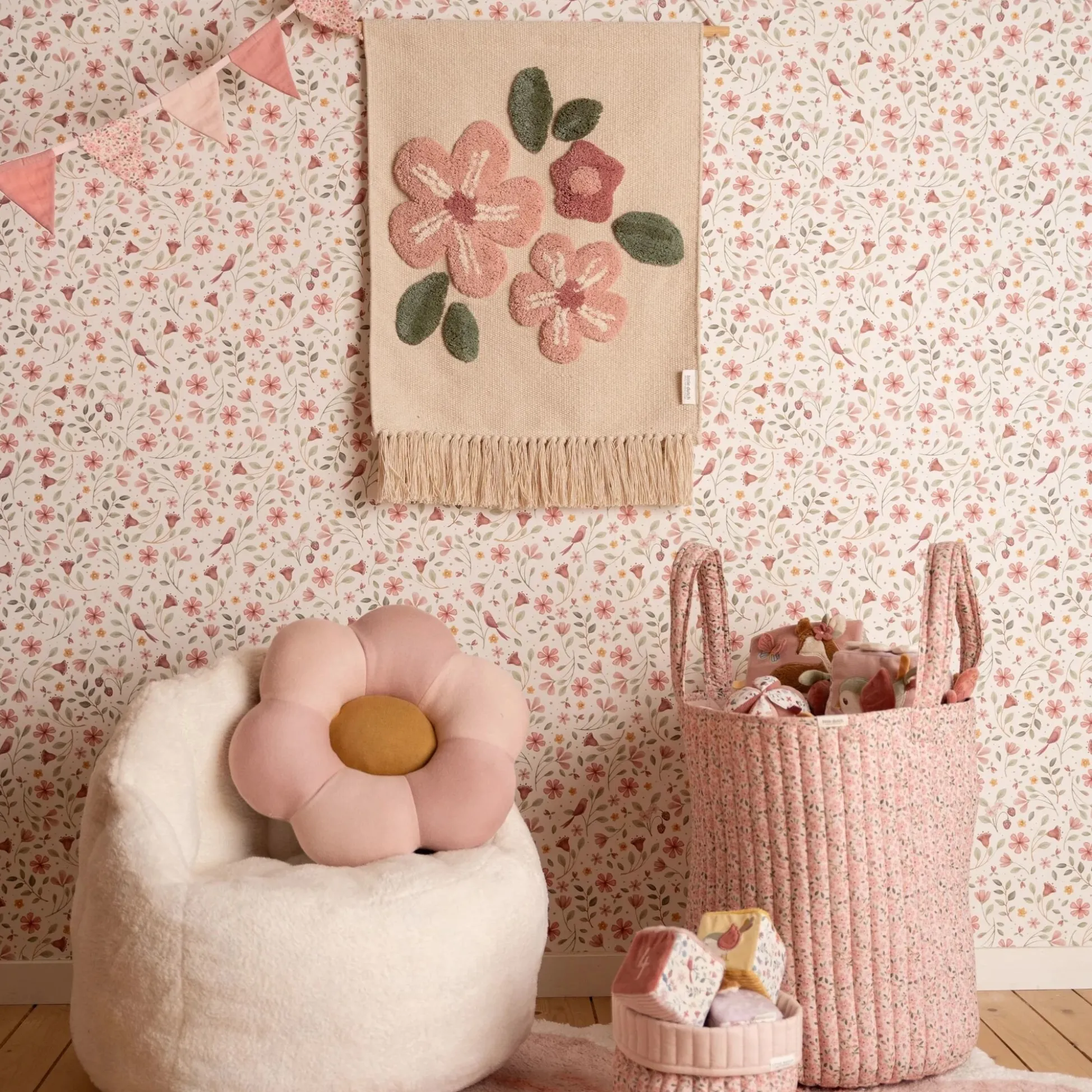Opbergmand XL - Roze - Fairy Floral