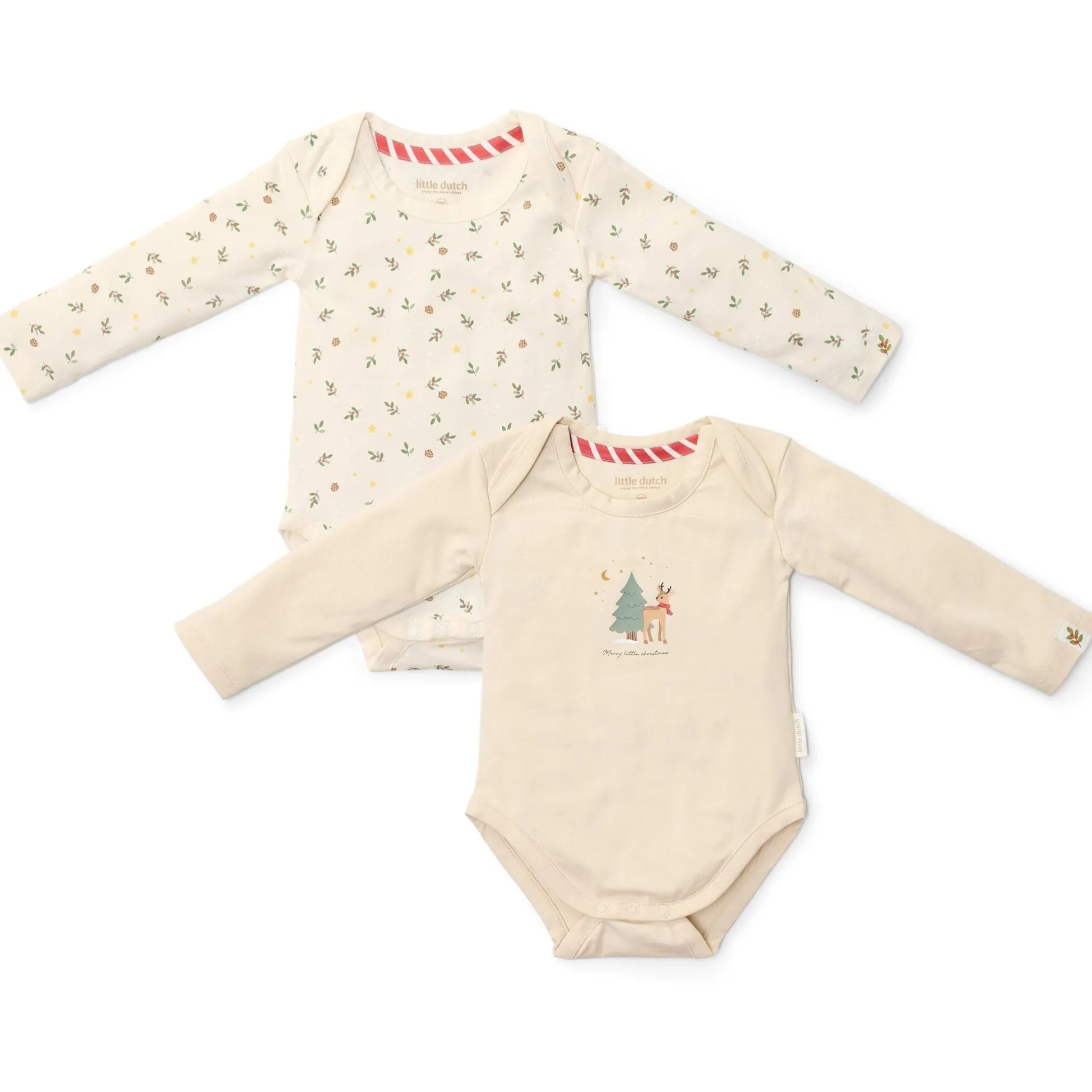 2-pack kerst romper lange mouw – Beige