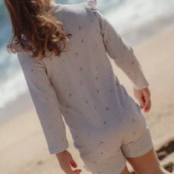 Zwempak lange mouw - UPF 40 - Paars - Dreamy Stripes